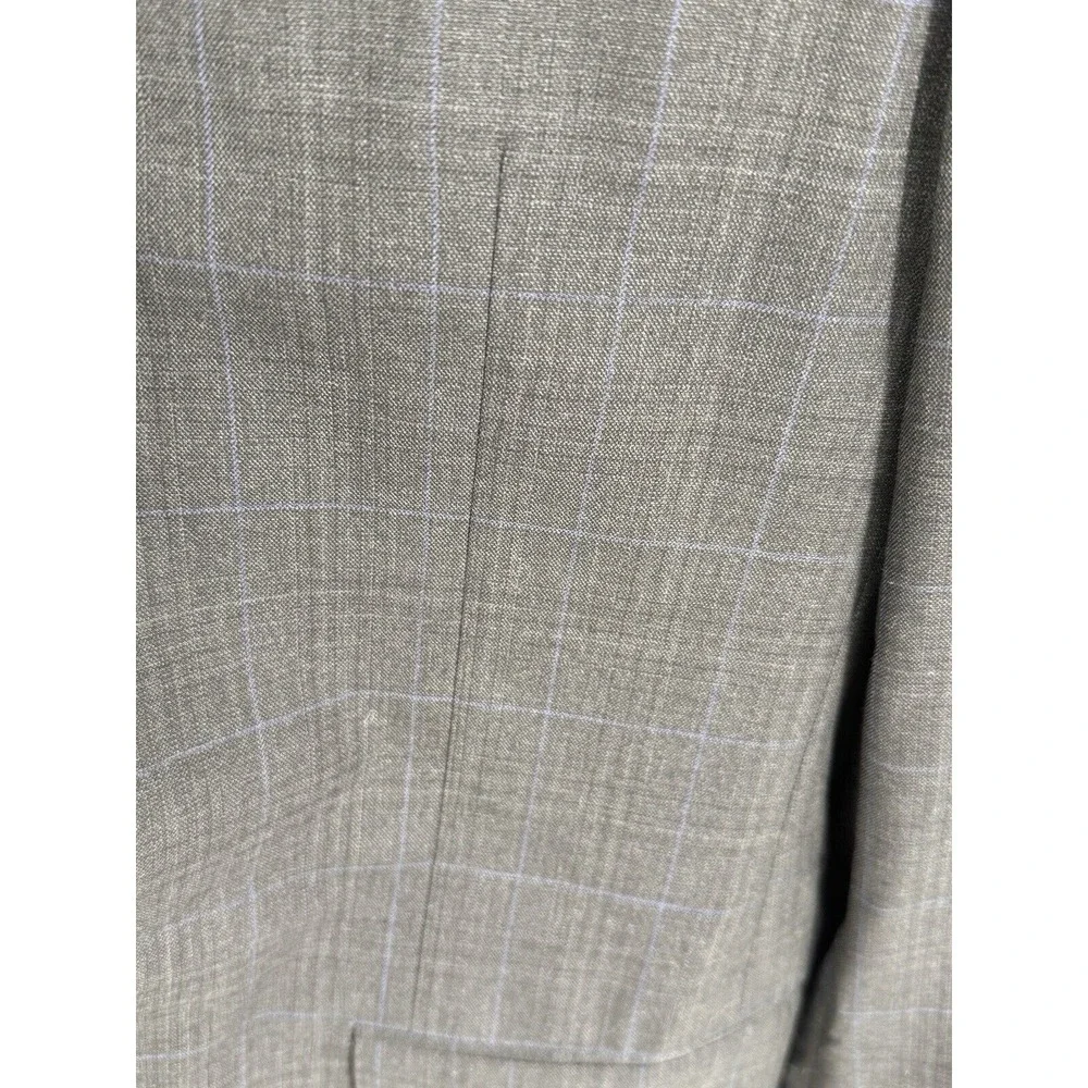New NWT Hickey Freeman Beacon 100% Wool 42‎ R Regular Grey With Blue Plaid